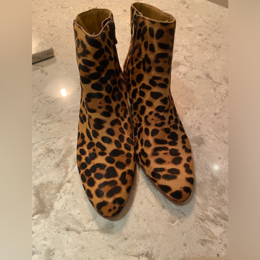 Leopard print J Crew Booties